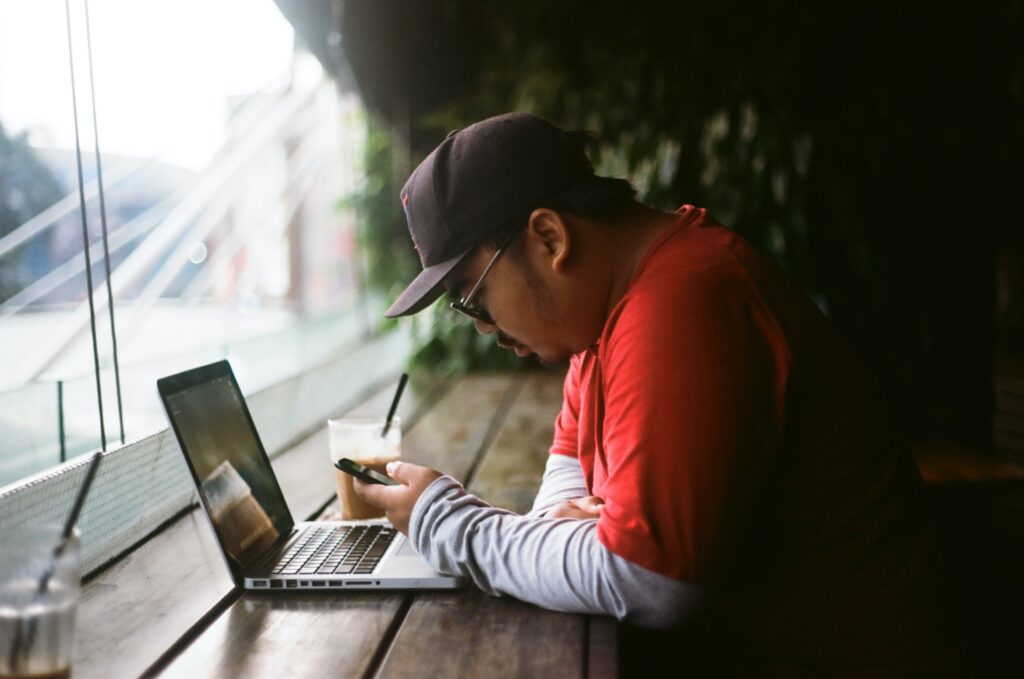 a man working on laptop 