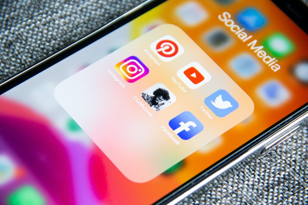 social media icons on iphone screen
